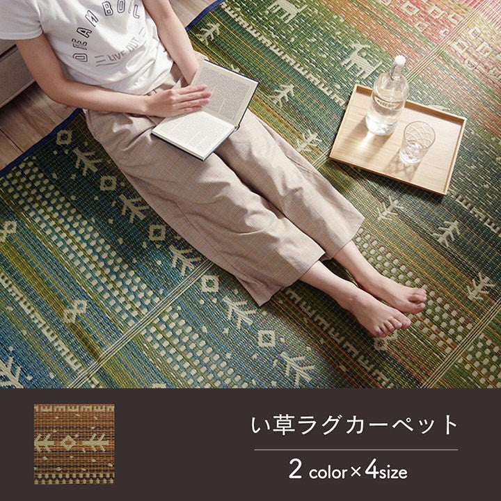 ラグ マット い草 ギャベ 自然素材 抗菌防臭 不織布 ブラウン 約60×180cm サラ(代引不可)