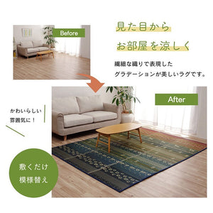 ラグ マット い草 ギャベ 自然素材 抗菌防臭 不織布 ブラウン 約60×180cm サラ(代引不可)