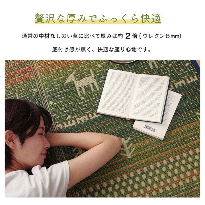 ラグ マット い草 ギャベ 自然素材 抗菌防臭 不織布 ブラウン 約60×180cm サラ(代引不可)