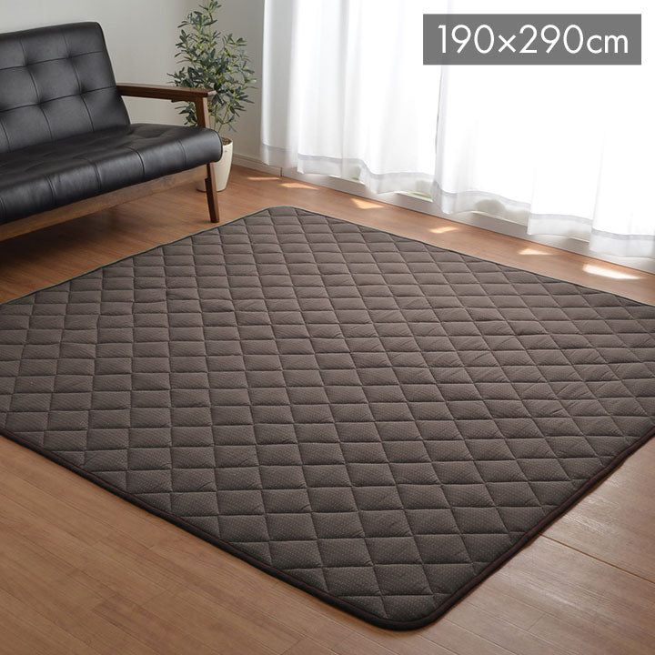 こたつ敷き布団 キルトラグ ラグ カーペット 4畳 先染め 刺し子調 ブラウン 約190×290cm(ホットカーペット対応) 刺し子(代引不可)