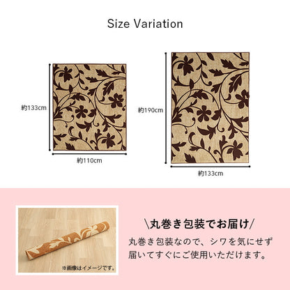 ラグ 133×190cm 長方形 カーペット デスクカーペット キッズルームマット デスクワークマット ボタニカル柄 撥水 ラグマット オールシーズン ギフト 贈り物 プレゼント 北欧 おしゃれ かわいい(代引不可)