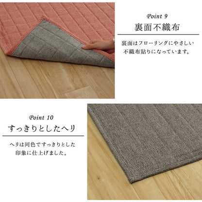 ラグ カーペット 長方形 1.5畳 約130×185cm 洗える 無地 高級感 ヘリンボーン ホットカーペット 床暖房 光沢 シンプル クッション性 ウレタン 絨毯 インテリア おしゃれ オールシーズン コンパクト(代引不可)