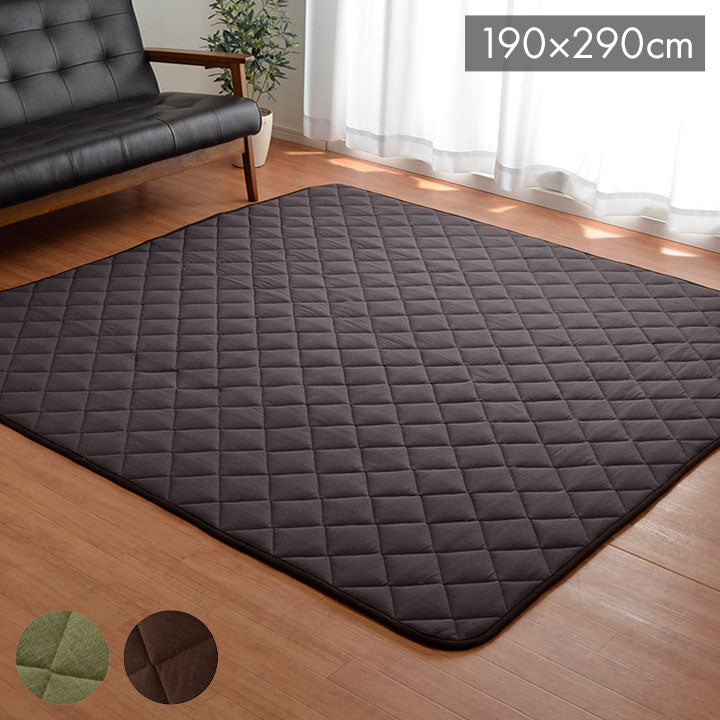 【5%OFF】こたつ敷き布団 キルトラグ ラグ カーペット 4畳 先染め つむぎ調 ブラウン 約190×290cm(ホットカーペット対応) つむぎ(代引不可)