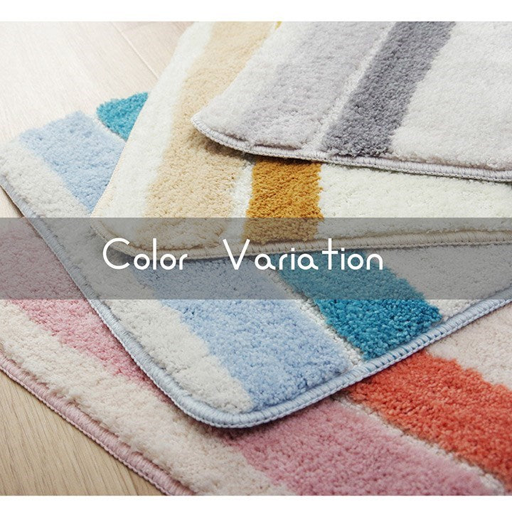 バスマット 吸水性抜群 ふんわり おしゃれ 約45×60cm ベージュ ふわっとストライプ(代引不可)