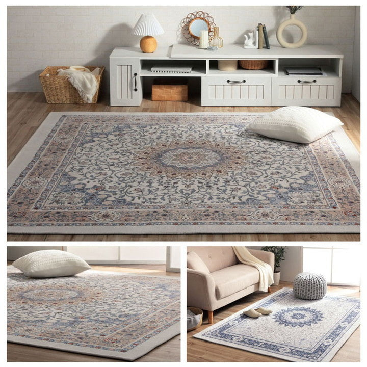 ラグ 正方形 約2畳 約185×185cm 手洗い ジャガード織 メダリオン柄 コンパクト 滑りにくい加工 オールシーズン 床暖房 ホットカーペット対応 インテリア オシャレ おしゃれ 北欧 新生活(代引不可)