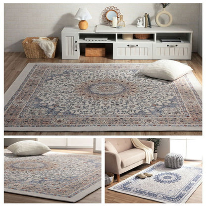 ラグ 正方形 約2畳 約185×185cm 手洗い ジャガード織 メダリオン柄 コンパクト 滑りにくい加工 オールシーズン 床暖房 ホットカーペット対応 インテリア オシャレ おしゃれ 北欧 新生活(代引不可)