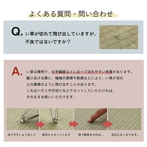 ラグ い草 ギャベ 自然素材 抗菌防臭 滑り止め不織布 ブルー 約191×191cm トロイ(代引不可)