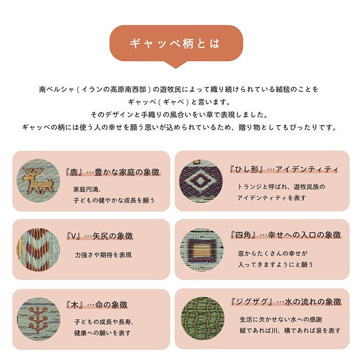 ラグ い草 ギャベ 自然素材 抗菌防臭 滑り止め不織布 ブルー 約191×191cm トロイ(代引不可)