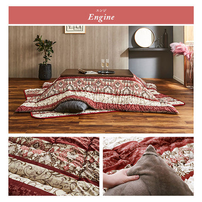 こたつ 掛敷セット 掛布団 敷布団 約205×205cm 正方形 ふっくら 日本製 エレガンス柄 高級感 国産 フランネル コタツ 炬燵 節電 省エネ あったか 暖か ふわふわ インテリア おしゃれ かわいい(代引不可)