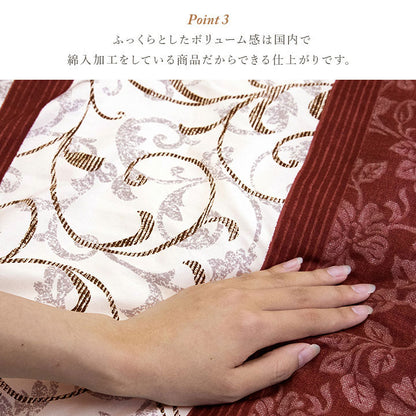 こたつ 掛敷セット 掛布団 敷布団 約205×285cm 長方形 ふっくら 日本製 エレガンス柄 高級感 国産 フランネル コタツ 炬燵 節電 省エネ あったか 暖か ふわふわ インテリア おしゃれ かわいい(代引不可)