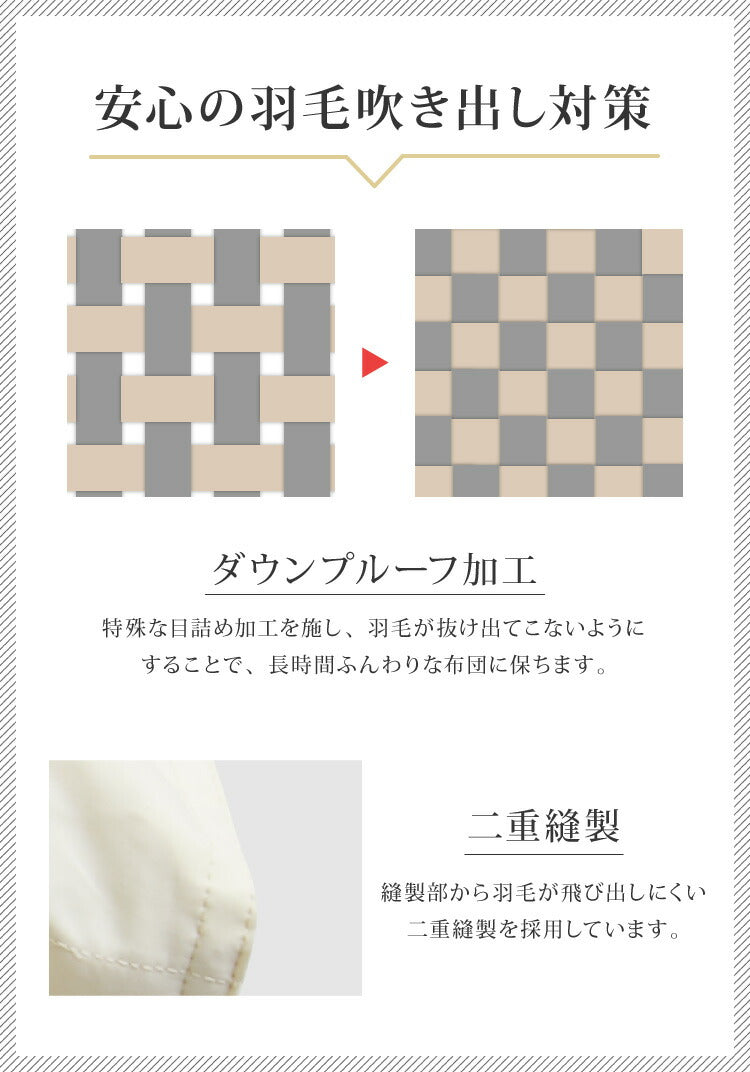 日本製 2枚合わせ 羽毛布団 キング ロイヤルゴールドラベル ポーランド産ホワイトダックダウン93% 400dp 充填量2kg 立体キルト 国産 冬 暖かい あったか 合い掛け布団 肌掛け布団 羽毛掛け布団(代引不可)