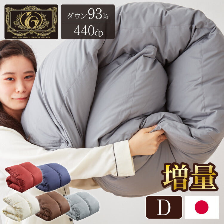 日本製 羽毛ふとん 羽毛増量 ダブル 1.7kg 最高ランクプレミアムゴールドラベル ポーランド産ホワイトダックダウン 93% 440dp以上 立体キルト 抗菌 掛け布団 国産 羽毛 布団 ふとん 掛布団(代引不可)