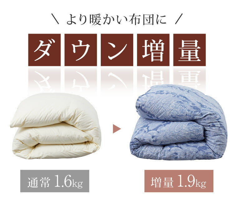 日本製 羽毛ふとん 羽毛増量 クイーン 1.9kg 最高ランクプレミアムゴールドラベル ポーランド産ホワイトダックダウン 93% 440dp以上 立体キルト 抗菌 掛け布団 国産 羽毛 布団 ふとん 掛布団(代引不可)