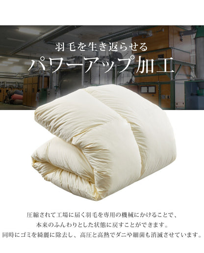 日本製 羽毛布団 キング ロイヤルゴールドラベル ポーランド産ホワイトグースダウン93% 400dp 充填量2kg 立体キルト 抗菌防臭 国産 冬 暖かい あったか グース 羽毛ふとん 掛け布団 掛布団 ホワイト (代引不可)