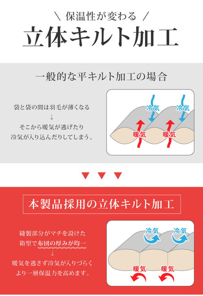 日本製 羽毛布団 キング ロイヤルゴールドラベル ポーランド産ホワイトグースダウン93% 400dp 充填量2kg 立体キルト 抗菌防臭 国産 冬 暖かい あったか グース 羽毛ふとん 掛け布団 掛布団 ホワイト (代引不可)