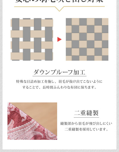 日本製 羽毛布団 キング ロイヤルゴールドラベル ポーランド産ホワイトグースダウン93% 400dp 充填量2kg 立体キルト 抗菌防臭 国産 冬 暖かい あったか グース 羽毛ふとん 掛け布団 掛布団 ホワイト (代引不可)