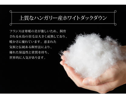 日本製 2枚合わせ 羽毛布団 キング エクセルゴールドラベル ハンガリー産ホワイトダックダウン90% 350dp 充填量2kg 立体キルト 国産 冬 暖かい あったか 合い掛け布団 肌掛け布団 羽毛掛け布団 (代引不可)