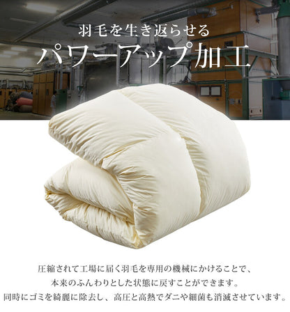 日本製 2枚合わせ 羽毛布団 キング エクセルゴールドラベル ハンガリー産ホワイトダックダウン90% 350dp 充填量2kg 立体キルト 国産 冬 暖かい あったか 合い掛け布団 肌掛け布団 羽毛掛け布団 (代引不可)