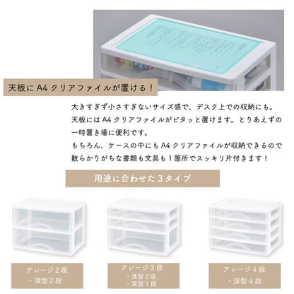 収納ケース カラーボックスにピタッと収まる アレージ2段 A4サイズ収納 プラスチックケース レターケース 引き出し クリア 透明(代引不可)