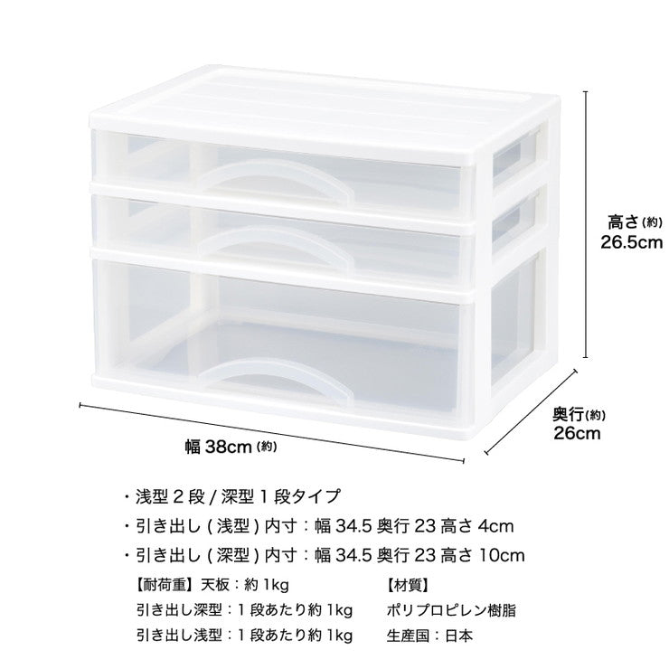 収納ケース カラーボックスにピタッと収まる アレージ3段 A4サイズ収納 プラスチックケース レターケース 引き出し クリア 透明(代引不可)