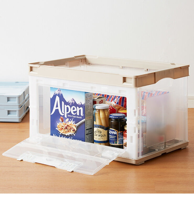 収納ケース 5個セット 折りたたみコンテナ 片扉 50L 横から取り出せる 収納 プラスチック 折り畳み 折りたたみボックス(代引不可)