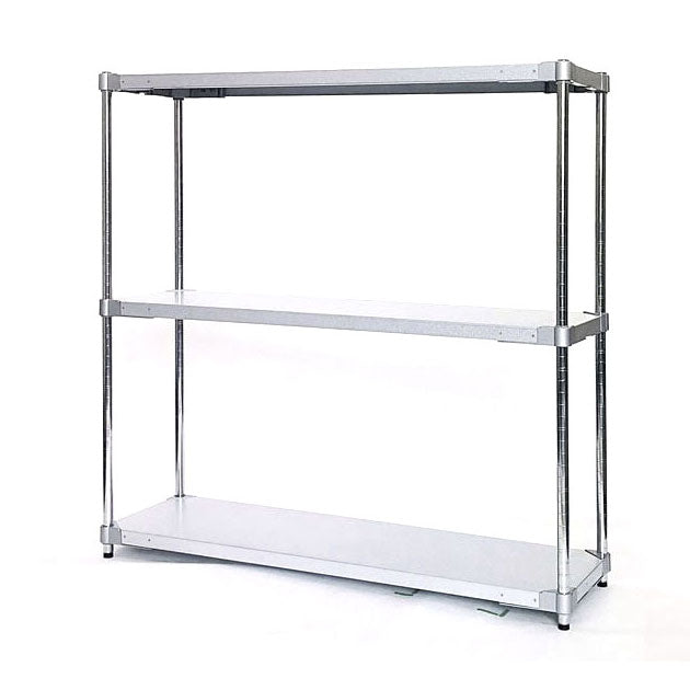 【※法人様限定販売】【燕三条製】 PROFACE ガルバリウムソリッドシェルフ3段 350×1200×1200 クロムメッキポール スチールラック スチールシェルフ ラック キッチンラック レンジラック(代引不可)