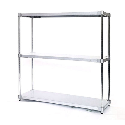 【※法人様限定販売】【燕三条製】 PROFACE ガルバリウムソリッドシェルフ3段 350×1200×1200 クロムメッキポール スチールラック スチールシェルフ ラック キッチンラック レンジラック(代引不可)