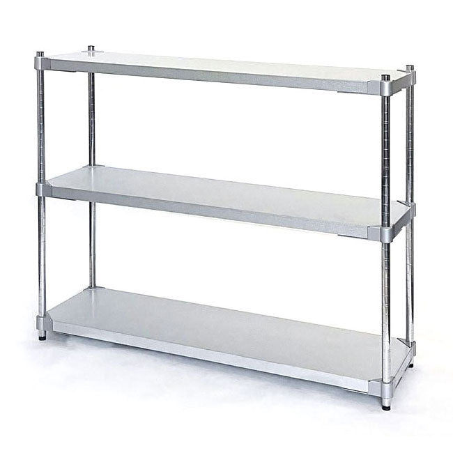 【※法人様限定販売】【燕三条製】 PROFACE ガルバリウムソリッドシェルフ3段 350×1200×900 クロムメッキポール スチールラック スチールシェルフ ラック キッチンラック レンジラック(代引不可)