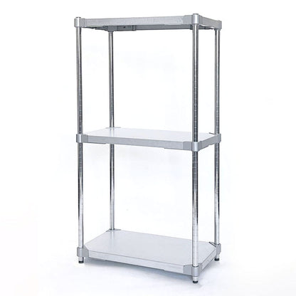 【※法人様限定販売】【燕三条製】 PROFACE ガルバリウムソリッドシェルフ3段 350×600×1200 クロムメッキポール スチールラック スチールシェルフ ラック キッチンラック レンジラック(代引不可)