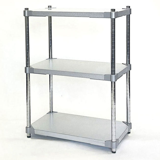 【※法人様限定販売】【燕三条製】 PROFACE ガルバリウムソリッドシェルフ3段 350×600×900 クロムメッキポール スチールラック スチールシェルフ ラック キッチンラック レンジラック(代引不可)