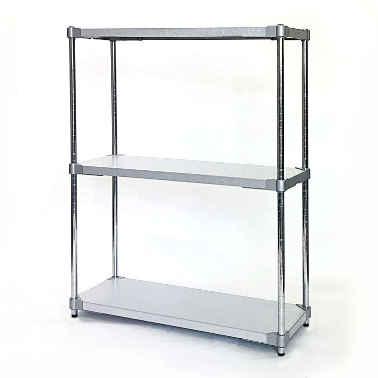 【※法人様限定販売】【燕三条製】 PROFACE ガルバリウムソリッドシェルフ3段 350×900×1200 クロムメッキポール スチールラック スチールシェルフ ラック キッチンラック レンジラック(代引不可)