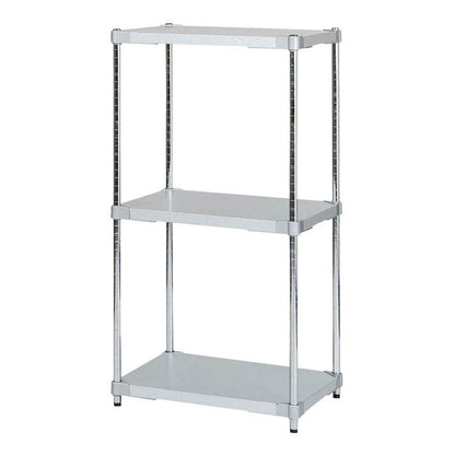 【※法人様限定販売】【燕三条製】 PROFACE ガルバリウムソリッドシェルフ3段 460×600×1200 クロムメッキポール スチールラック スチールシェルフ ラック キッチンラック レンジラック(代引不可)