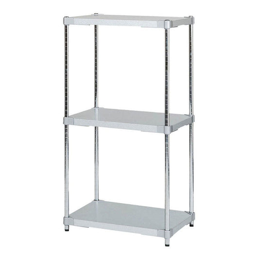 【※法人様限定販売】【燕三条製】 PROFACE ガルバリウムソリッドシェルフ3段 460×600×1200 クロムメッキポール スチールラック スチールシェルフ ラック キッチンラック レンジラック(代引不可)
