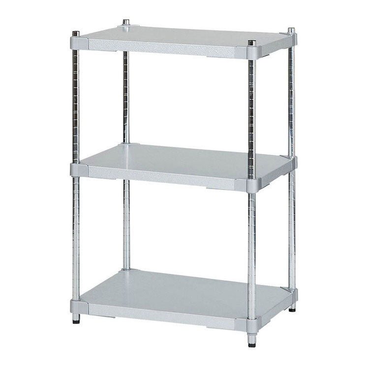 【※法人様限定販売】【燕三条製】 PROFACE ガルバリウムソリッドシェルフ3段 460×600×900 クロムメッキポール スチールラック スチールシェルフ ラック キッチンラック レンジラック(代引不可)