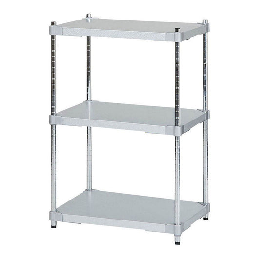 【※法人様限定販売】【燕三条製】 PROFACE ガルバリウムソリッドシェルフ3段 460×600×900 クロムメッキポール スチールラック スチールシェルフ ラック キッチンラック レンジラック(代引不可)