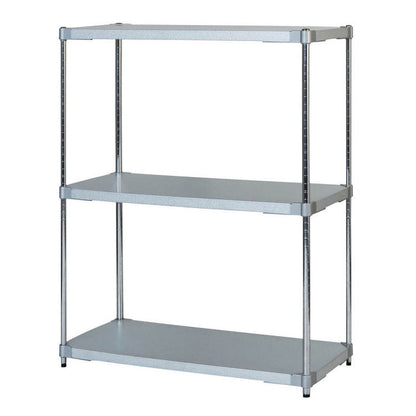 【※法人様限定販売】【燕三条製】 PROFACE ガルバリウムソリッドシェルフ3段 460×900×1200 クロムメッキポール スチールラック スチールシェルフ ラック キッチンラック レンジラック(代引不可)