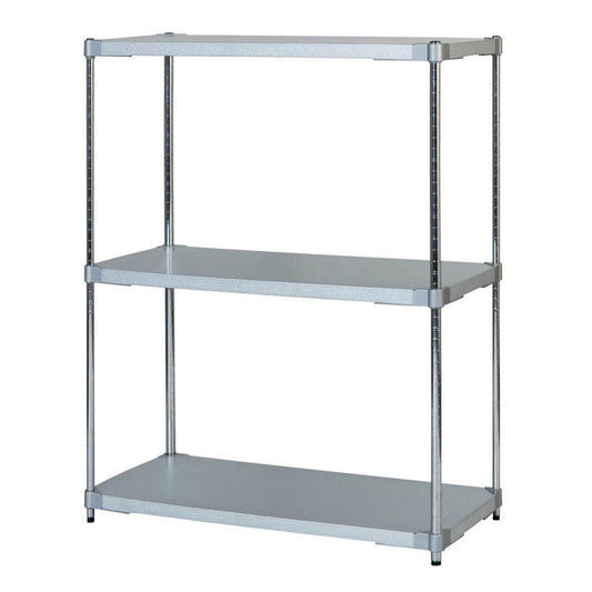【※法人様限定販売】【燕三条製】 PROFACE ガルバリウムソリッドシェルフ3段 460×900×1200 クロムメッキポール スチールラック スチールシェルフ ラック キッチンラック レンジラック(代引不可)