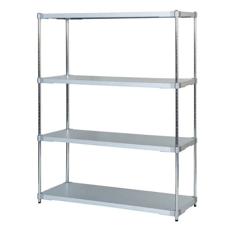 【※法人様限定販売】【燕三条製】 PROFACE ガルバリウムソリッドシェルフ4段 460×1200×1500 クロムメッキポール スチールラック スチールシェルフ ラック キッチンラック レンジラック(代引不可)