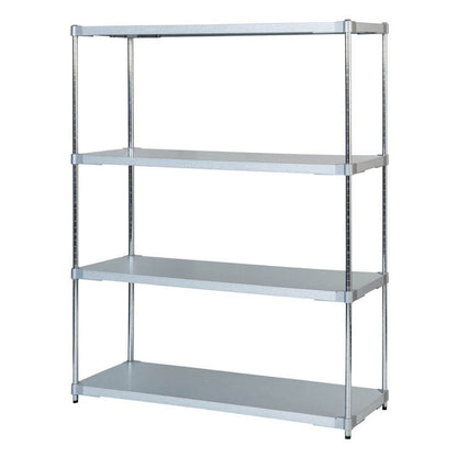 【※法人様限定販売】【燕三条製】 PROFACE ガルバリウムソリッドシェルフ4段 460×600×1500 クロムメッキポール スチールラック スチールシェルフ ラック キッチンラック レンジラック(代引不可)