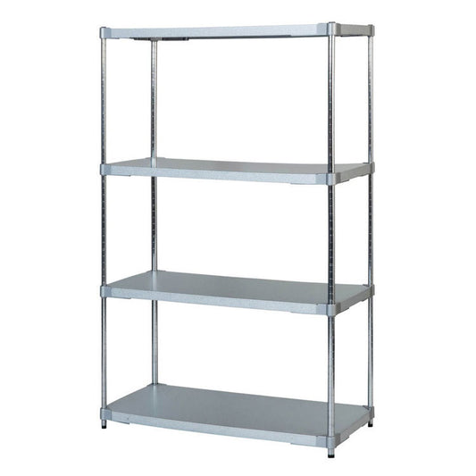 【※法人様限定販売】【燕三条製】 PROFACE ガルバリウムソリッドシェルフ4段 460×900×1500 クロムメッキポール スチールラック スチールシェルフ ラック キッチンラック レンジラック(代引不可)