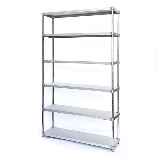 【※法人様限定販売】【燕三条製】 PROFACE ガルバリウムソリッドシェルフ6段 350×1200×2100 クロムメッキポール スチールラック スチールシェルフ ラック キッチンラック レンジラック(代引不可)