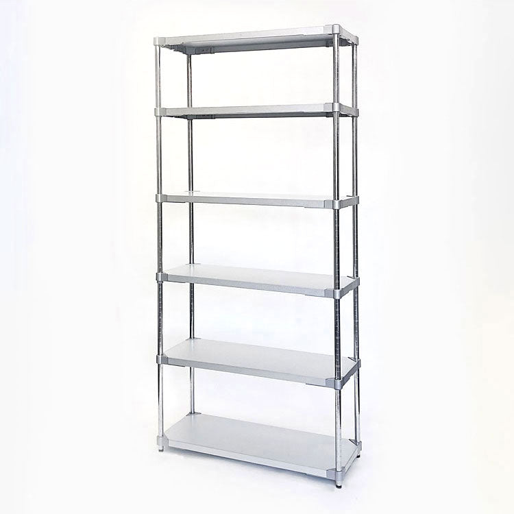 【※法人様限定販売】【燕三条製】 PROFACE ガルバリウムソリッドシェルフ6段 350×900×2100 クロムメッキポール スチールラック スチールシェルフ ラック キッチンラック レンジラック(代引不可)