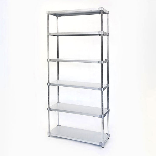 【※法人様限定販売】【燕三条製】 PROFACE ガルバリウムソリッドシェルフ6段 350×900×2100 クロムメッキポール スチールラック スチールシェルフ ラック キッチンラック レンジラック(代引不可)