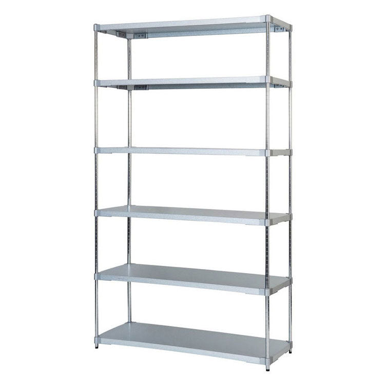 【※法人様限定販売】【燕三条製】 PROFACE ガルバリウムソリッドシェルフ6段 460×1200×2100 クロムメッキポール スチールラック スチールシェルフ ラック キッチンラック レンジラック(代引不可)