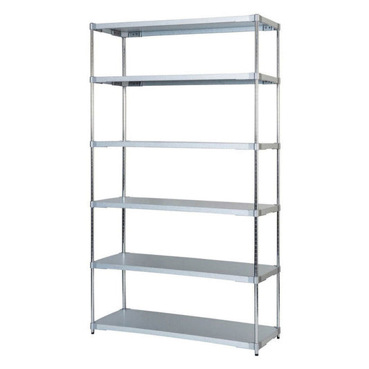 【※法人様限定販売】【燕三条製】 PROFACE ガルバリウムソリッドシェルフ6段 460×1200×2100 クロムメッキポール スチールラック スチールシェルフ ラック キッチンラック レンジラック(代引不可)