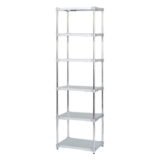 【※法人様限定販売】【燕三条製】 PROFACE ガルバリウムソリッドシェルフ6段 460×600×2100 クロムメッキポール スチールラック スチールシェルフ ラック キッチンラック レンジラック(代引不可)