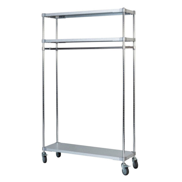 【※法人様限定販売】【燕三条製】 PROFACE ガルバリウムソリッドハンガーラック3段 350×1200×1800 クロムメッキポール スチールラック スチールシェルフ ラック キッチンラック レンジラック(代引不可)