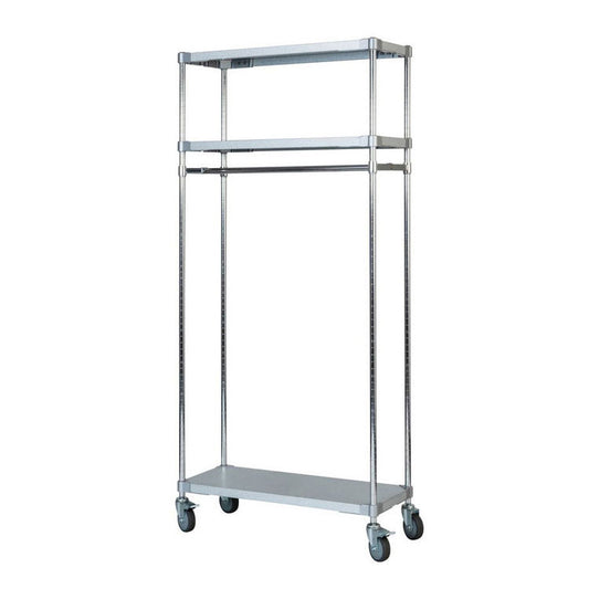 【※法人様限定販売】【燕三条製】 PROFACE ガルバリウムソリッドハンガーラック3段 350×900×1800 クロムメッキポール スチールラック スチールシェルフ ラック キッチンラック レンジラック(代引不可)