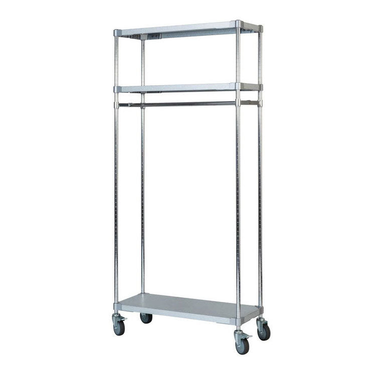 【燕三条製】 PROFACE ガルバリウムソリッドハンガーラック3段 350×900×1800 クロムメッキポール スチールラック スチールシェルフ ラック キッチンラック レンジラック 業務用 業務用ラック(代引不可)