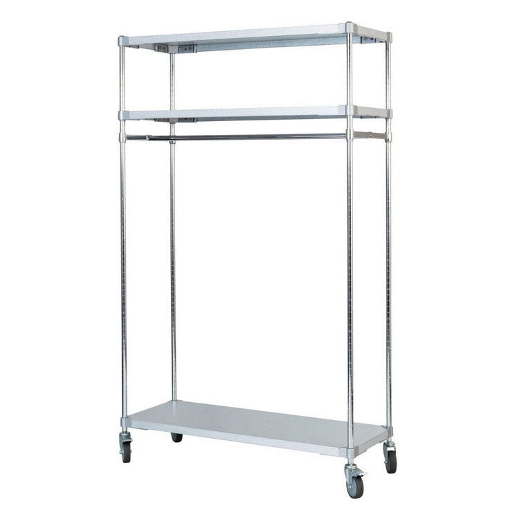 【燕三条製】 PROFACE ガルバリウムソリッドハンガーラック3段 460×1200×1800 クロムメッキポール スチールラック スチールシェルフ ラック キッチンラック レンジラック 業務用 業務用ラック(代引不可)